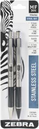 Zebra M F 301 Stainless Steel Pen and Pencil Set 2 Per Pkg