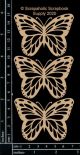 Scrapaholics Laser Cut Chipboard 1.8mm Thick Monarch Butterflies 3 Per Pkg 2.75 x2 inch 