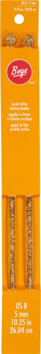 Boye Single Point Glitter Knitting Needles 10 inch Size 8 5mm