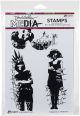 Dina Wakley Media Cling Stamps 6inchX9inch Collaged Girls