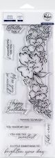 Pinkfresh Studio Clear Slimline Stamp Set 4 Inch X12 Inch Floral Notes