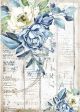 Stamperia Rice Paper Sheet A4 Sea Dream Blue Flower Romantic