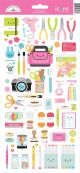 Doodlebug Cardstock Stickers 6Inch X13Inch Cute and Crafty Icons