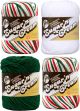 Spinrite Lily Sugar n Cream Limited Edition 100 Percent Cotton Yarn Coordinated 4 Pack Mistletoe x 2 Dark Pine White4