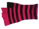 Halloween Wholesalers Striped Short Fingerless Gloves Black and Fuchsia
