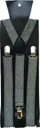 Halloween Wholesalers Mens Suspenders Silver Glitter