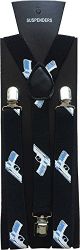 Halloween Wholesalers Mens Suspenders with Gun studs Black