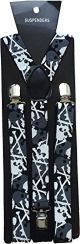 Halloween Wholesalers Suspenders Black with White and Grey Skull and Crossbones