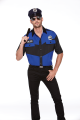 Halloween Wholesalers Mens Police Fancy Dress Costume With Hat Blue and Black