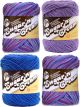 Spinrite Lily Sugar N Cream Limited Edition 100 Percent Cotton Yarn Coordinated 4 Pack Jewels Dazzle Blue Hot Purple