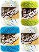 Spinrite Lily Sugar n Cream Limited Edition 100 Percent Cotton Yarn Curated 4 Pack Summer Print Hot Blue Hot Green