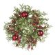 Christmas Greenery With Berries And Pinecones Candle Ring Glitter 8Inches