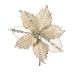 Christmas Floral Gold Velvet Poinsettia Pick With Glitter 9 X 10.5 Inches