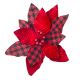 Christmas Floral Red and Plaid Poinsettia Pick Velvet