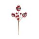 Christmas Floral Red Ornament Pick With Pom Poms 5 X 10 Inches