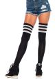Leg Avenue Thigh High Knit Black With White Strip Accessory