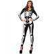 Women s Spandex Printed Glow In The Dark Skeleton Catsuit Black and White Medium