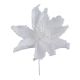Velvet Poinsettia Pick White Silver 6 X 10 Inches