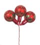 Red Christmas Pick Glass Ornament Poinsettia Assorted