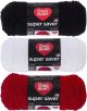 Spinrite Red Heart Super Saver yarn for crocheting Bundle (3 items total) of Cherry Red White and Black Crochet and Knitting yarn Pack of 3 Skein