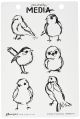 Ranger Dina Wakley Media Unmounted Rubber Stamps Scribbly Small Birdies 1 Pack Of 1 Piece