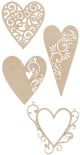 Flourishes Dies Cut Wood Pieces Fancy Hearts