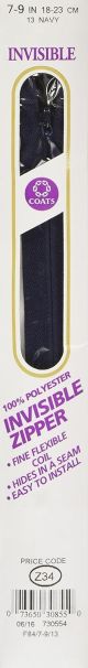 Coats Invisible Zipper 7 Inch To 9 Inch Navy