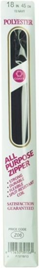 Coats All Purpose Plastic Zipper 18 Inch Navy
