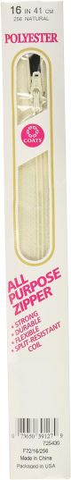 Coats All Purpose Plastic Zipper 24 inch Natural