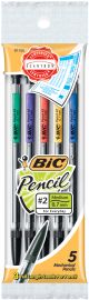 BIC Mechanical 2 Pencils .7mm 5 Per Pkg Assorted Colors