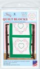 Jack Dempsey Stamped White Quilt Blocks 18 inch X18 inch 6 Per Pkg Heart and Flowers