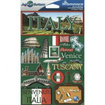 Reminisce Jet Setters Country Dimensional Stickers 4.5 Inch X7.5 Inch Italy