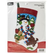Bucilla Felt Stocking Applique Kit 18" Long-Snowman & Puppies