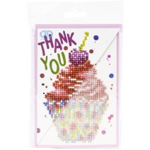 Diamond Dotz Diamond Art Greeting Card Kit 5 inch X7 inch Cupcake Thank You