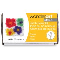 Wonderart Shaggy Latch Hook Kit 12 inch X12 inch Flowers