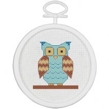 Janlynn Mini Counted Cross Stitch Kits 2.5 Inch Round Owl (18 Count)