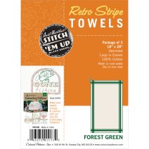 Aunt Martha's Stitch 'Em Up Retro Stripe Towels 18"X28" 3/Pk-Forest Green Stripe