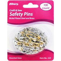 Allary Safety Pins 100/Pkg-Assorted Sizes