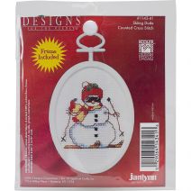 Janlynn Mini Counted Cross Stitch Kit 2.75 Inch Oval Skiing Dude (18 Count)