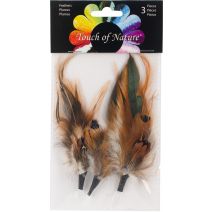 Feather Picks 4.5" 3/Pkg-Natural Badger Hackle & Pheasant