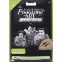 Silver Foil Engraving Art Mini Kit 5 Inch X7 Inch Penguin Chicks