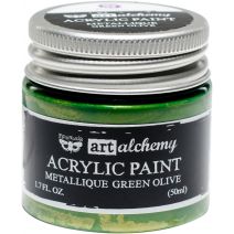Finnabair Art Alchemy Acrylic Paint 1.7 Fluid Ounces Metallique Green Olive