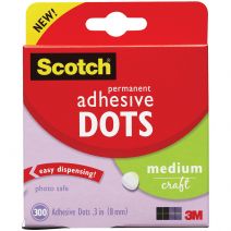 Scotch Permanent Adhesive Dots Medium Craft .3 inch 300 per Pkg