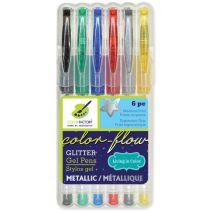 Living In Color Color-Flow Glitter Gel Pen Set 6/Pkg-Metallics