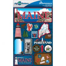 Reminisce Jet Setters State Dimensional Stickers 4.5 InchX7.5 Inch Maine