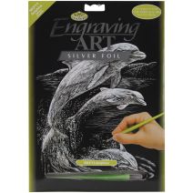 Silver Foil Engraving Art Kit 8 Inch X10 Inch Dolphins