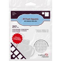 Scrapbook Adhesives 3D Foam Squares Variety Pack 217/Pkg-White (63) .5"X.5", (154) .25"X.25"
