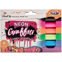 Tulip Graffiti Fabric Markers 6 Per Pkg Neon Chisel Tip