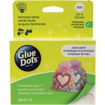 Glue Dots .5" Dot Sheets Value Pack-Removeable, 600 Clear Dots