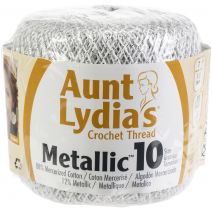 Aunt Lydia's Metallic Crochet Thread Size 10-White & Silver